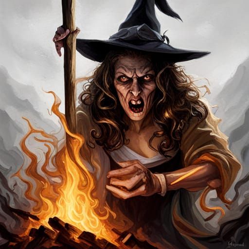 Sinister Witch Burning at the Stake