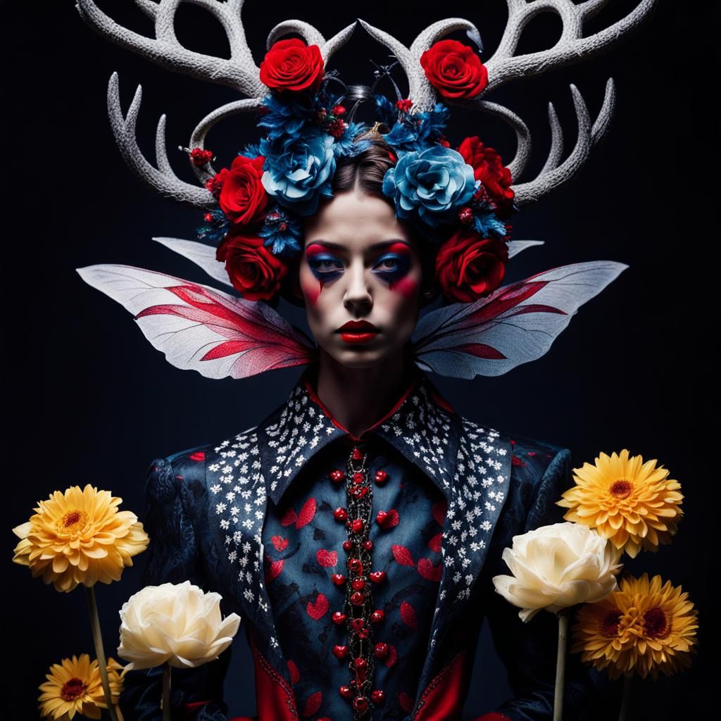 Gothic Fairy in Elaborate Fabric, Dark Fantasy Art