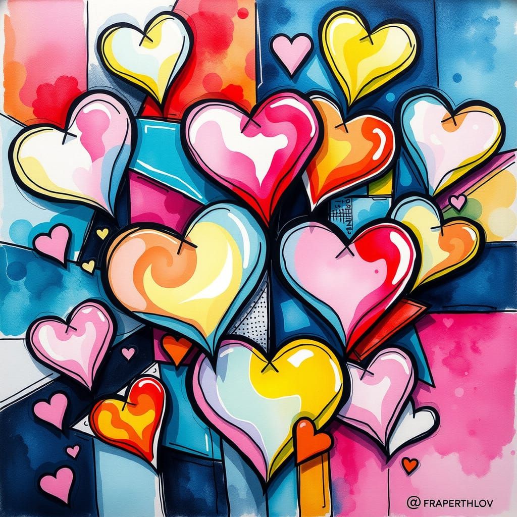 Cubist Neon Dreams in Art Deco Style