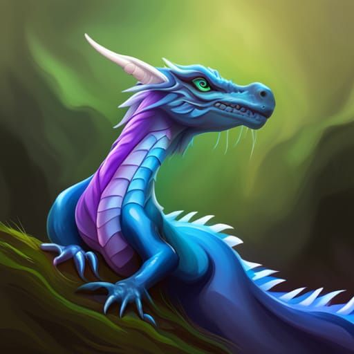 Realistic Blue and Purple Dragon Splash Art