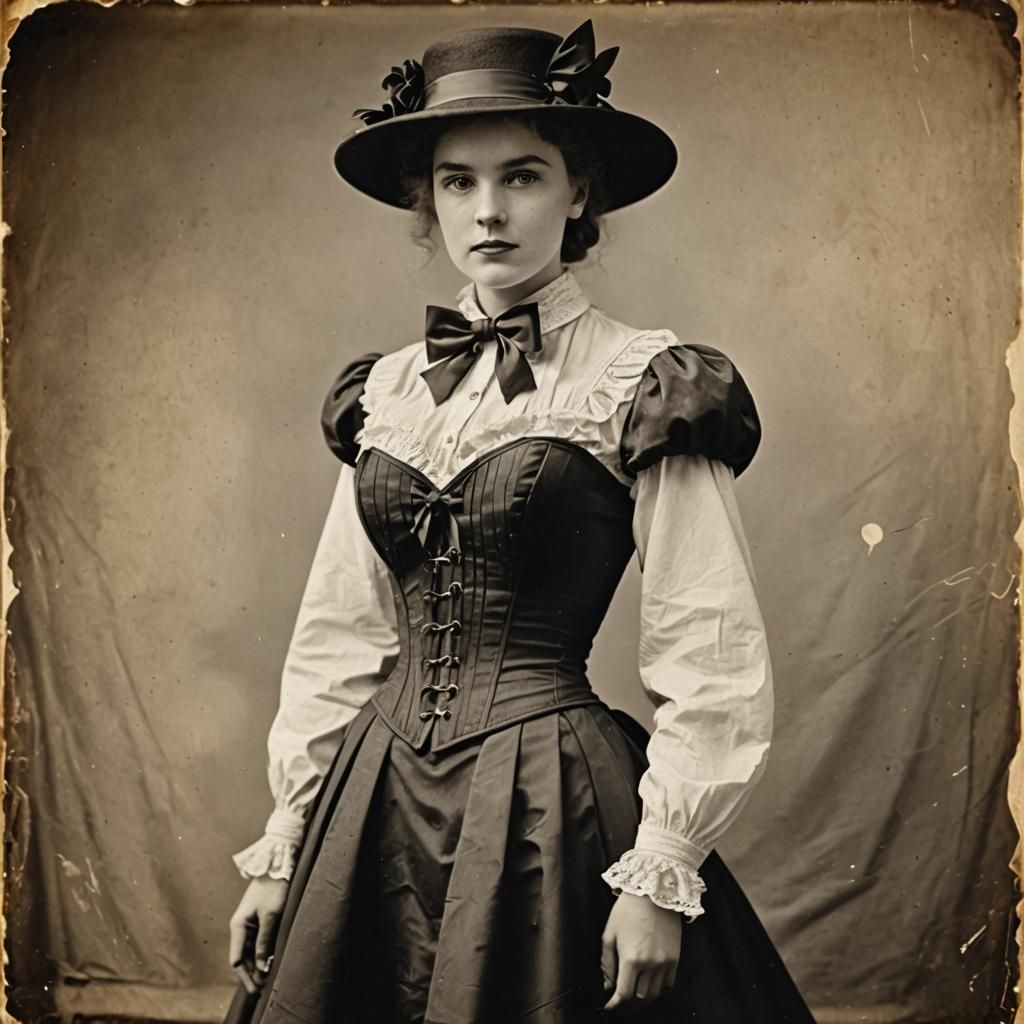 Elegant Woman in Vintage Formal Wear