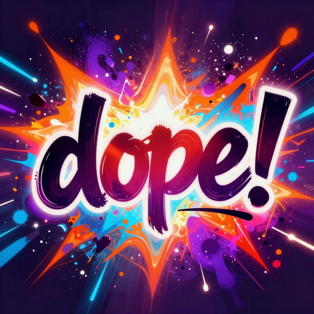 Vibrant Graffiti Text "Dope!" in Digital Art Style