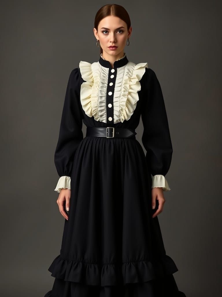 Elegant FLDS-Inspired Gown with Art Nouveau Accents