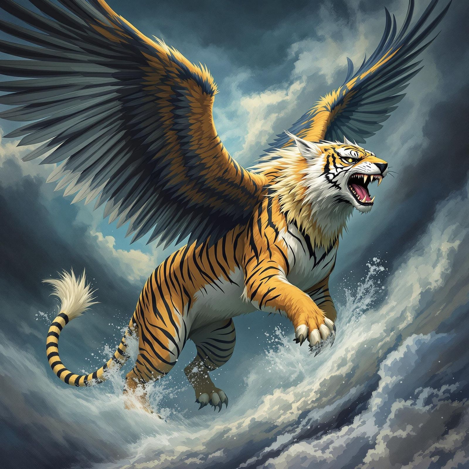 "A Fantasy Combo Creature: take a shark’s head; an Eagle’s wings and a Tiger’s lower body and combine them!"