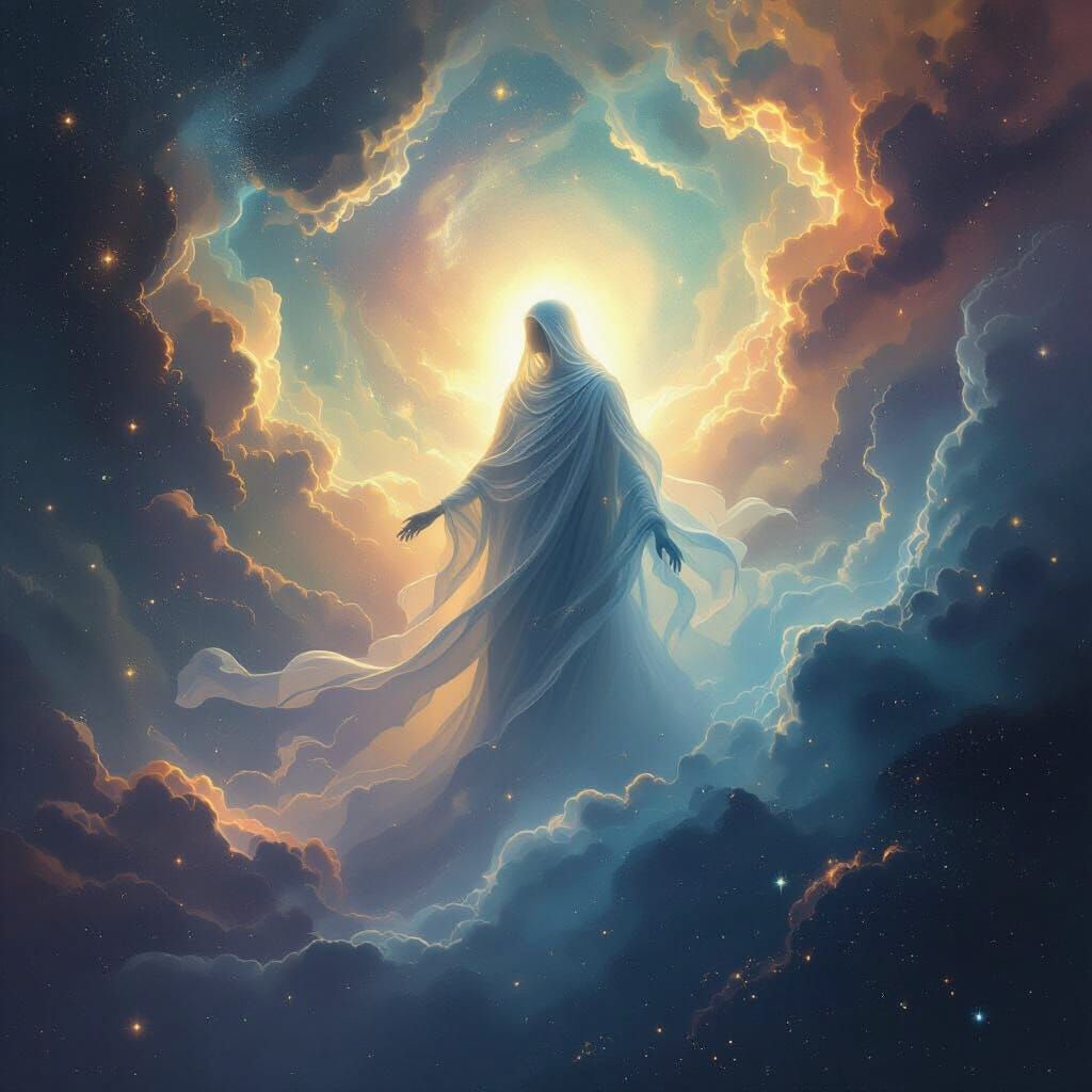 Ethereal Being in Cosmic Dust Digital Painting