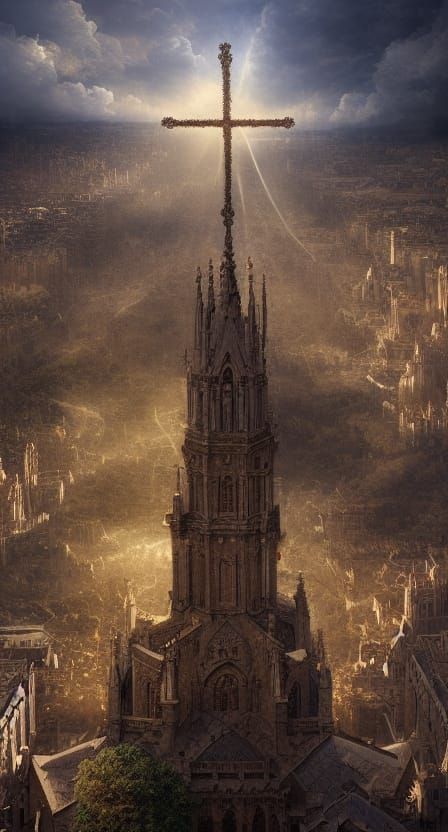 Dramatic Christian Cross Digital Matte Painting