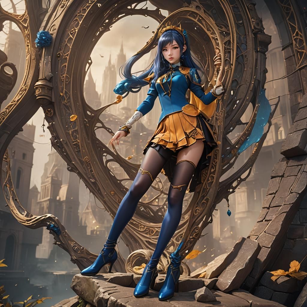 Girl in Cosplay Fashion with Pantyhose and Stockings