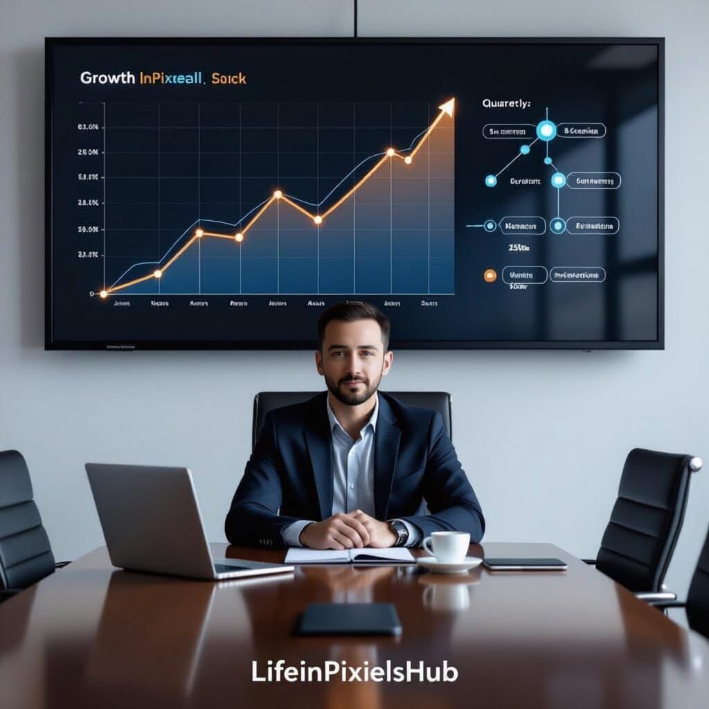Modern Conference Room with Growth Chart Display