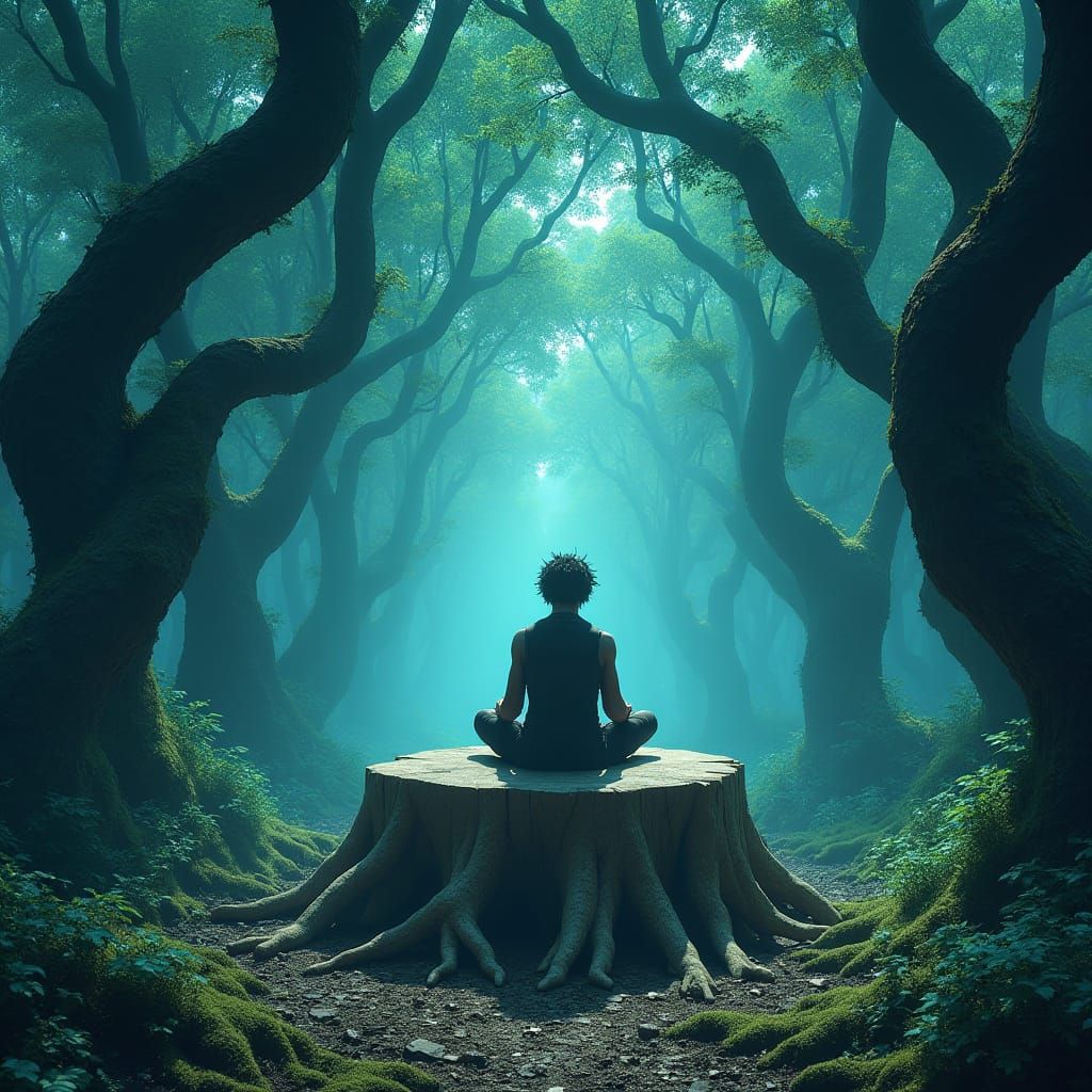 Eragon Meditates in Mystical Forest Clearing