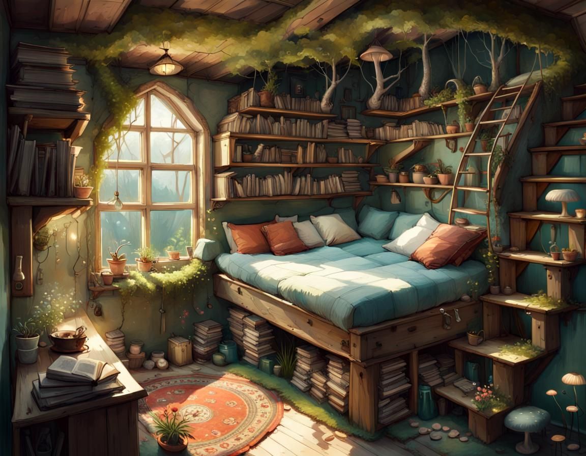 Enchanting Fairy House Interior with Mushroom Walls