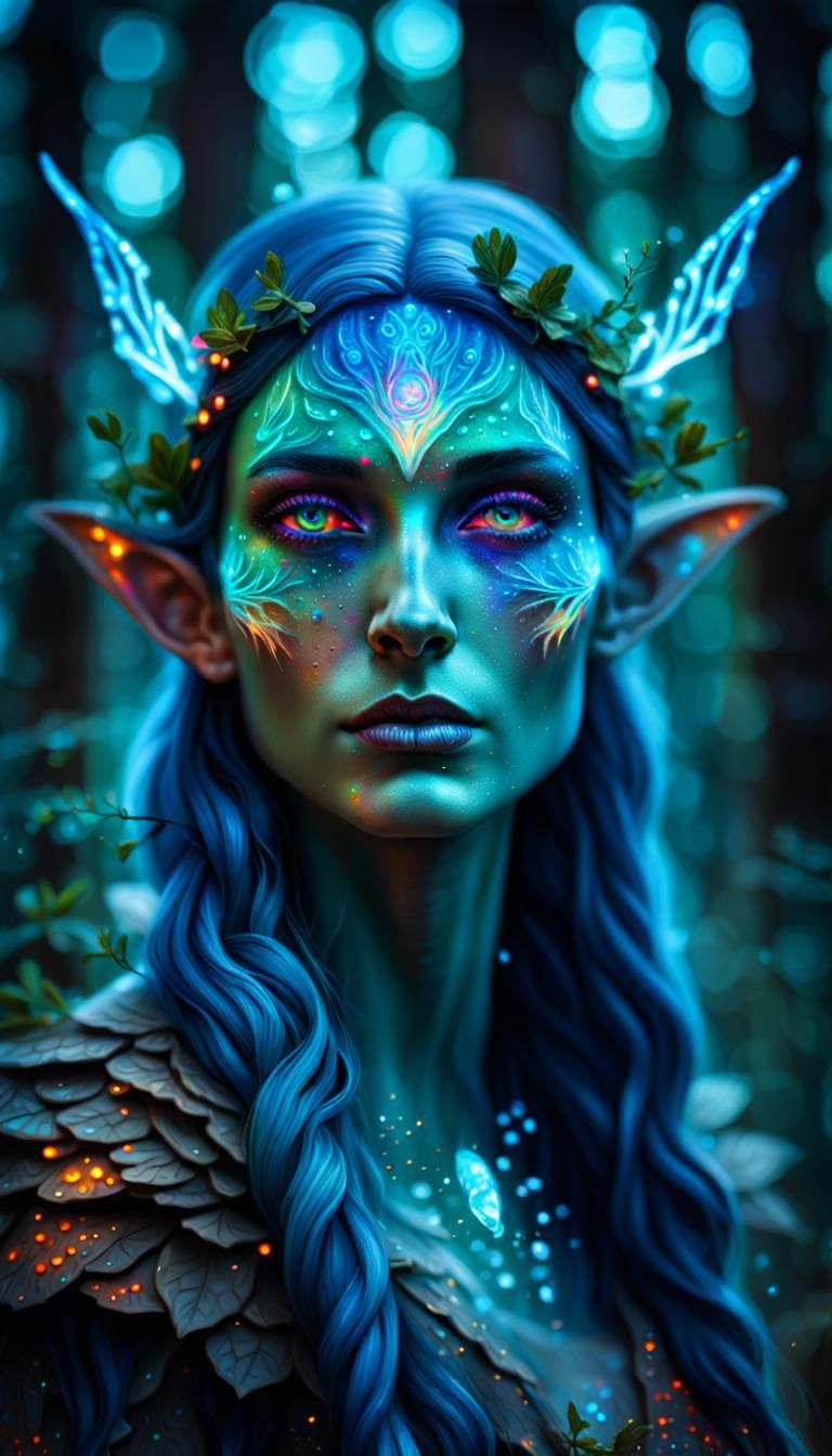 Woodland Elf Portrait with Bioluminescence