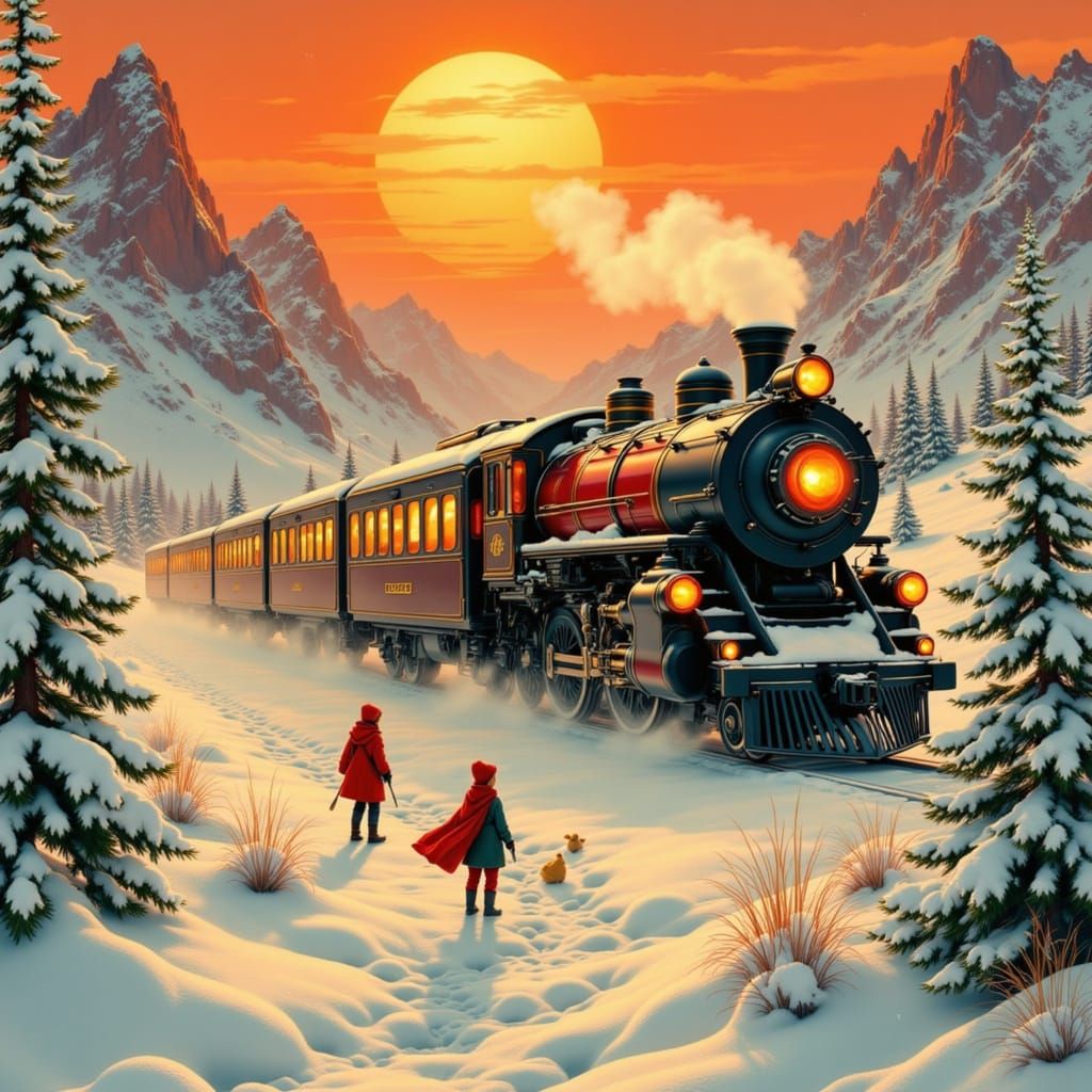 Retro-Futuristic Steam Train Journey to Mars