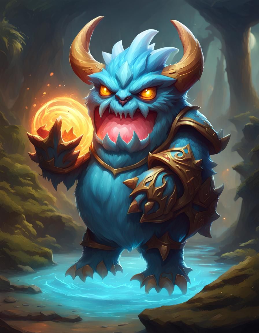 Cute Light Monster Card Game Art Concept