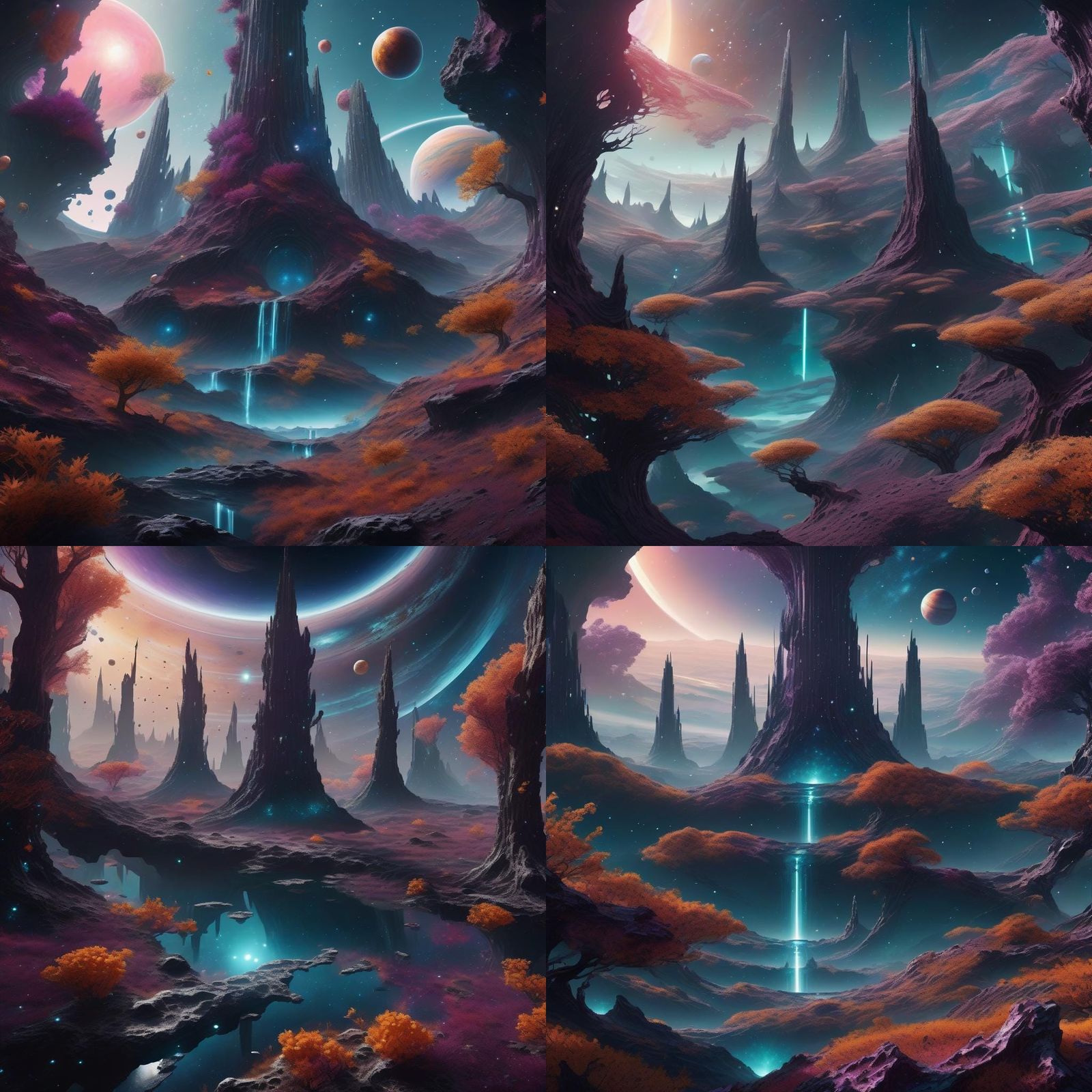 Microcosm's Fall on Superliminal Planet: Fantasy Art