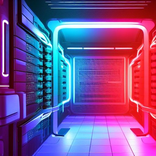 Cyberpunk Datacenter Server Rack in Neon Lighting