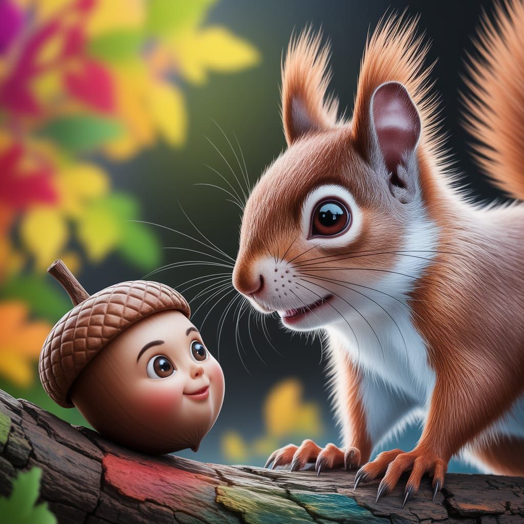 Surprised Squirrel Discovers Living Acorn