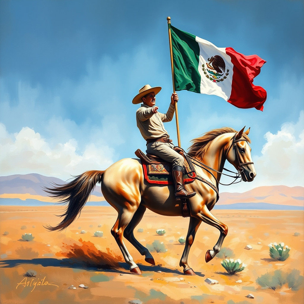 Charro on Horseback: Gouache Painting of 1700s California