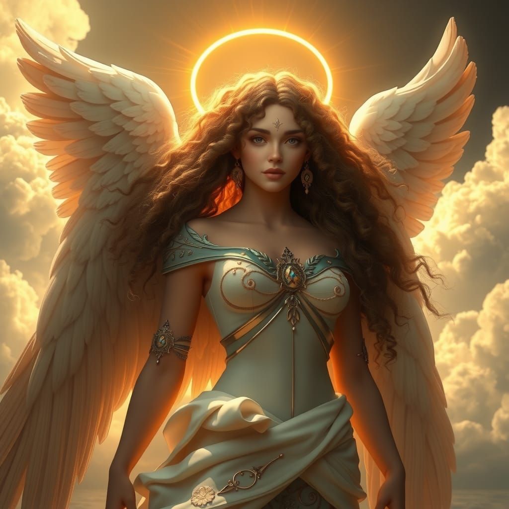 Radiant Angel in Golden Light: Fantasy Art