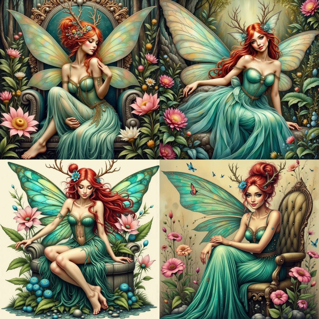 Whimsical Fairy Goddess in Dreamy Floral Landscape