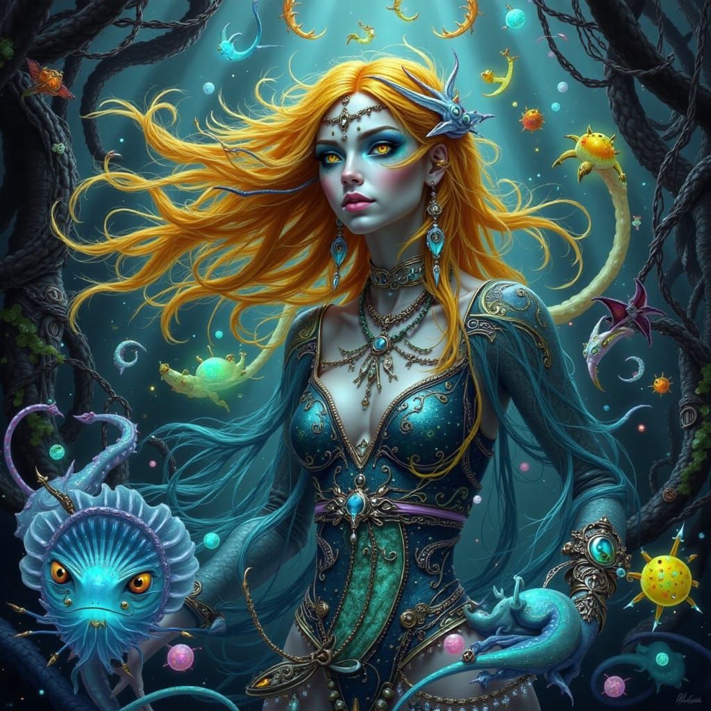 Bioluminescent Deep Sea Elemental in Ethereal Style