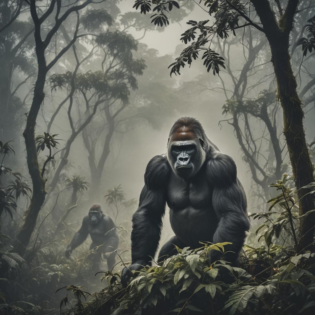 Hyperrealistic Gorillas in the Mist