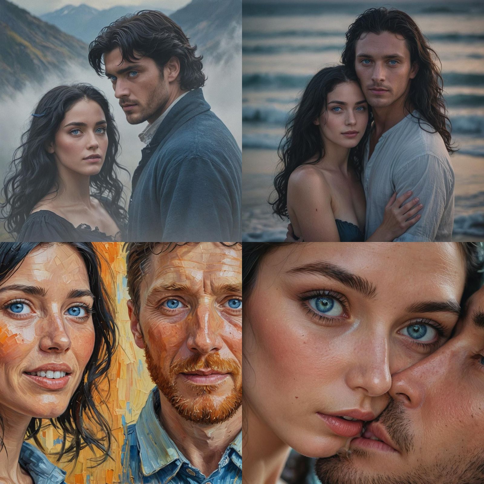 Couple with Black Hair and Blue Eyes