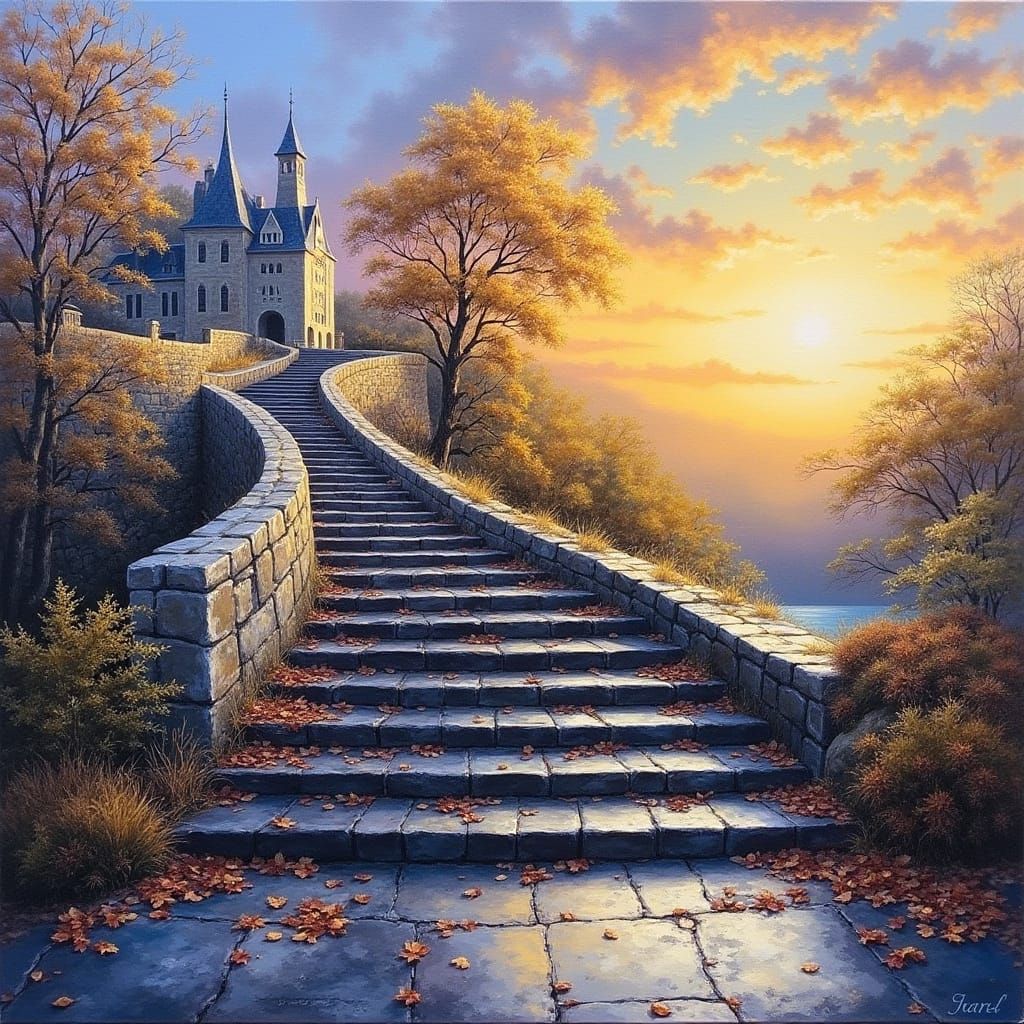 Surreal Medieval Castle Ascends into Autumn Skies