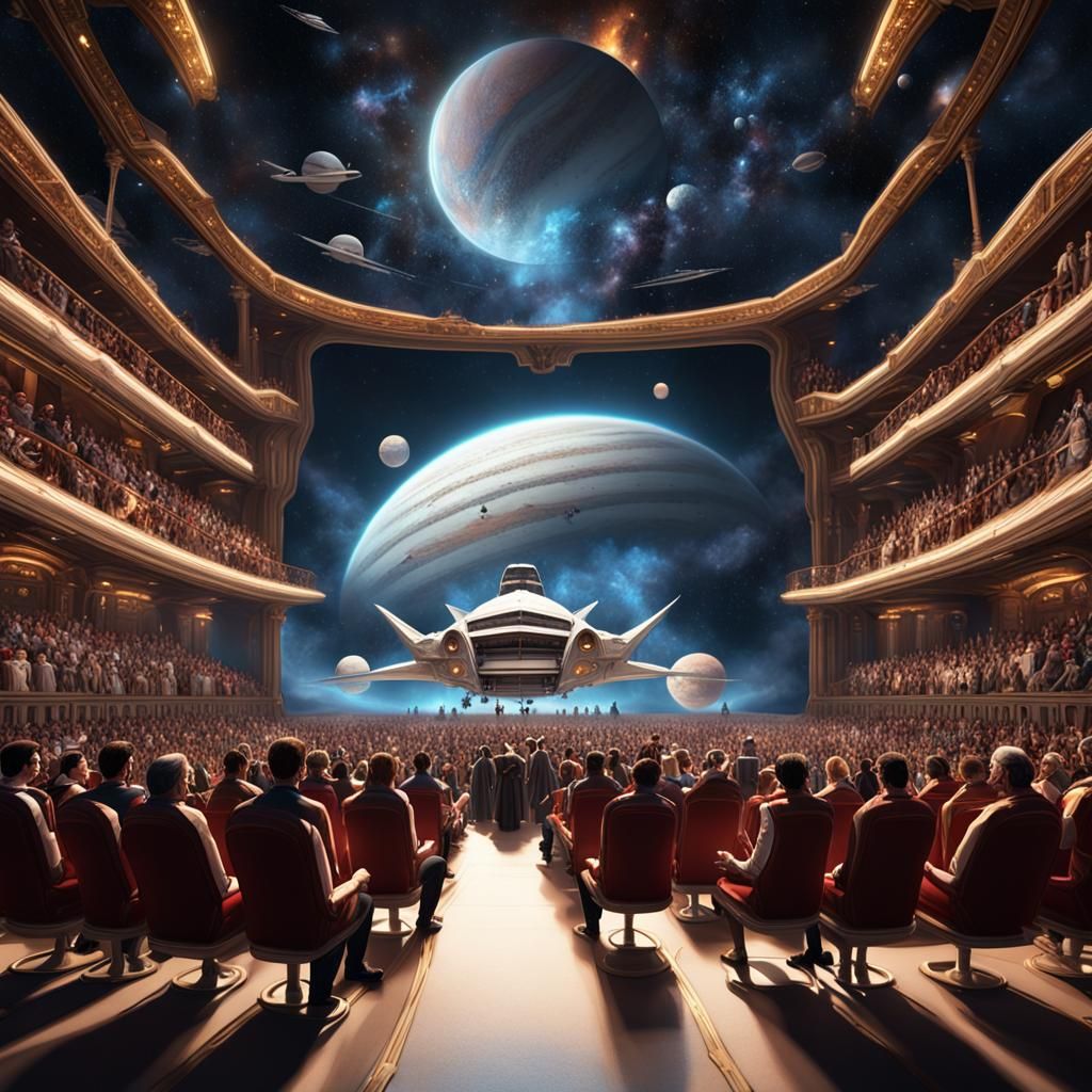 Space Opera on a Star Cruiser in Dark Fantasy Style