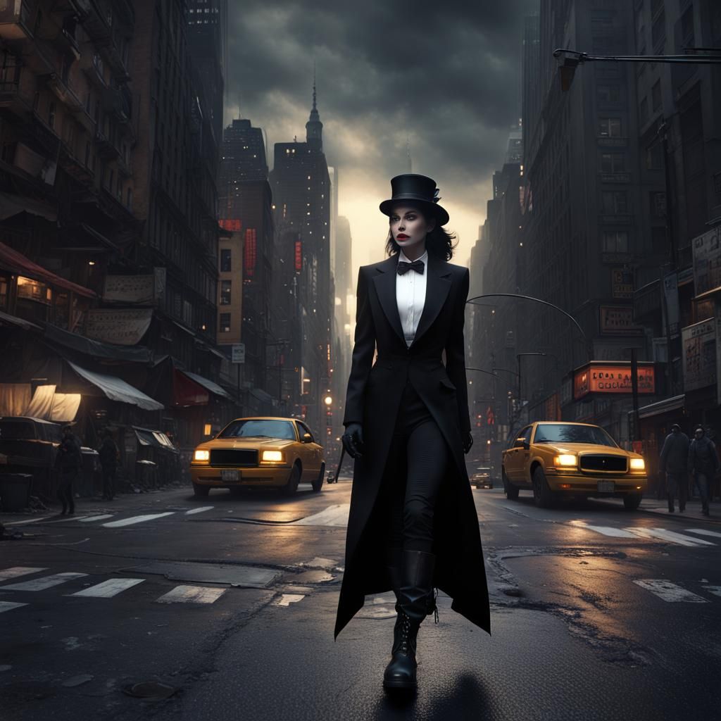 Woman in Tuxedo Walking New York Streets