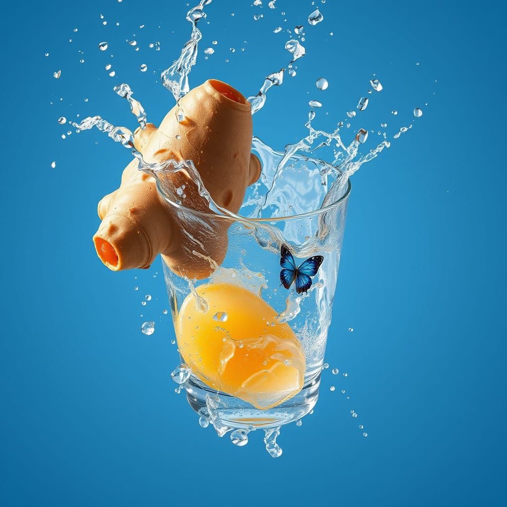 Dynamic Ginger and Blue Color Splash