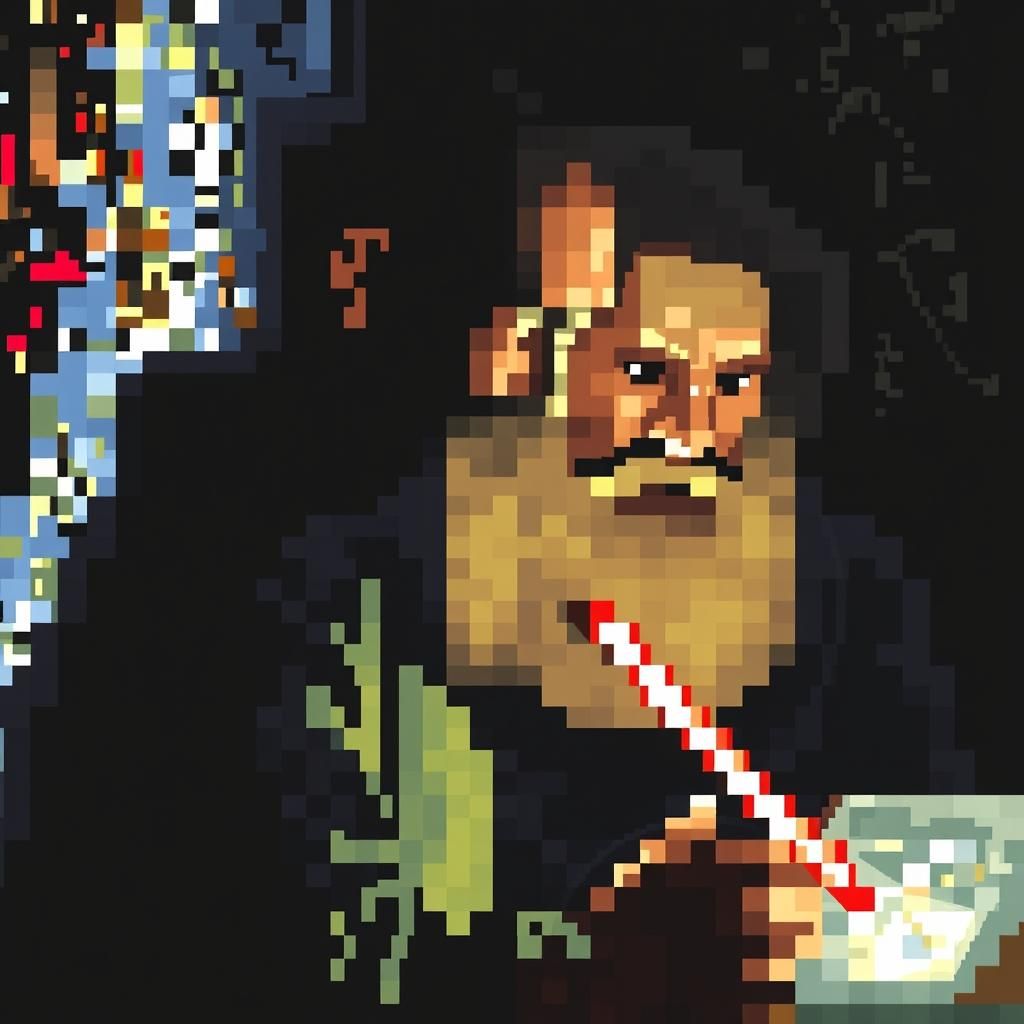 Pixelated Pixel Art in the Style of Old Masters