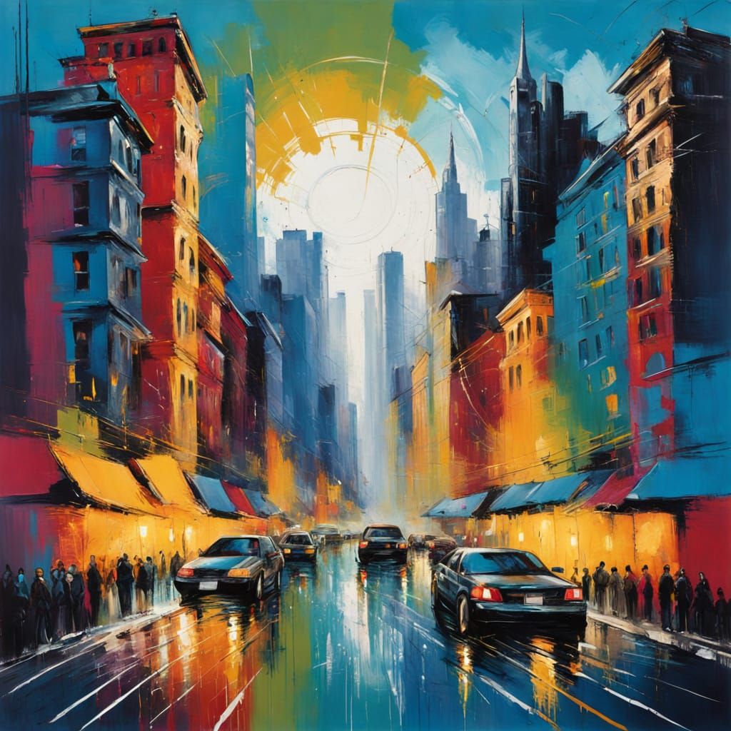 Abstract Expressionist Cityscape Portrait