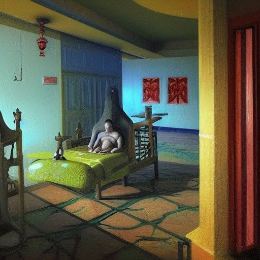 Thailand Spooky Hospital in Oil Painting Style
