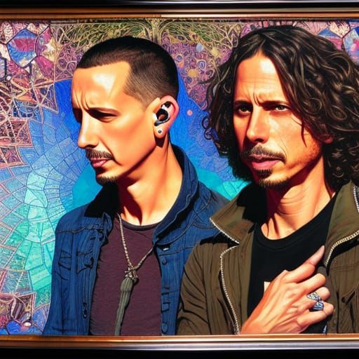 Hyper-Realistic Portrait of Chris Cornell and Chester Bennin...
