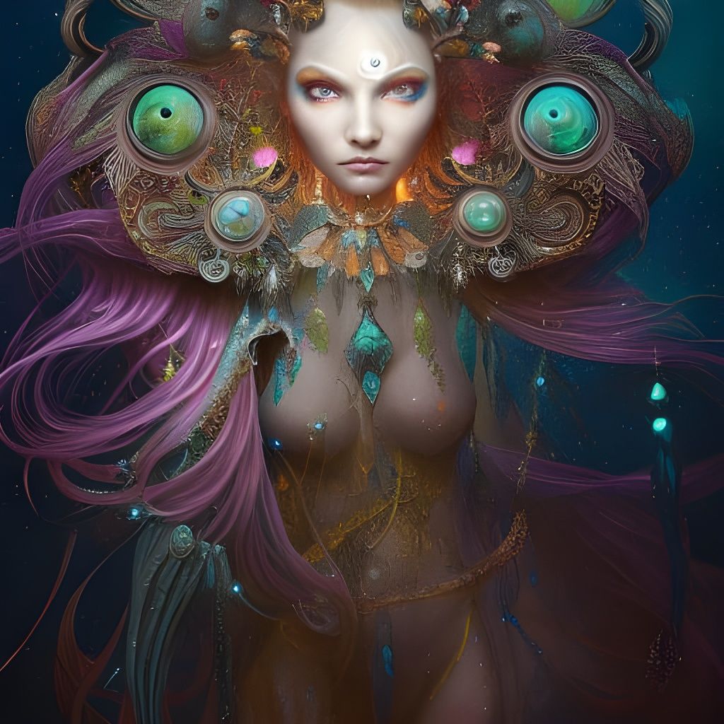 Goddess of Ice: Hyperdetailed Digital Art Portrait