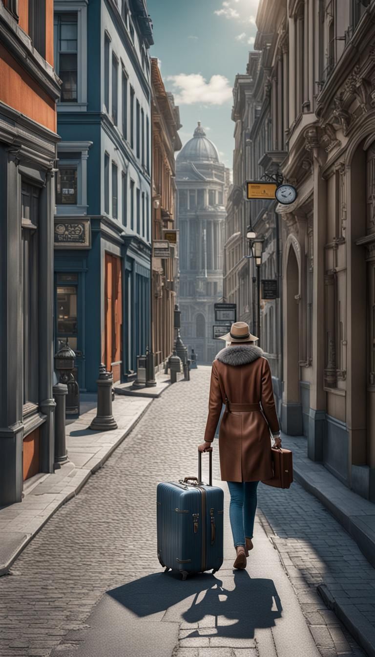 Futuristic Woman Walking in Hyperrealistic 3D