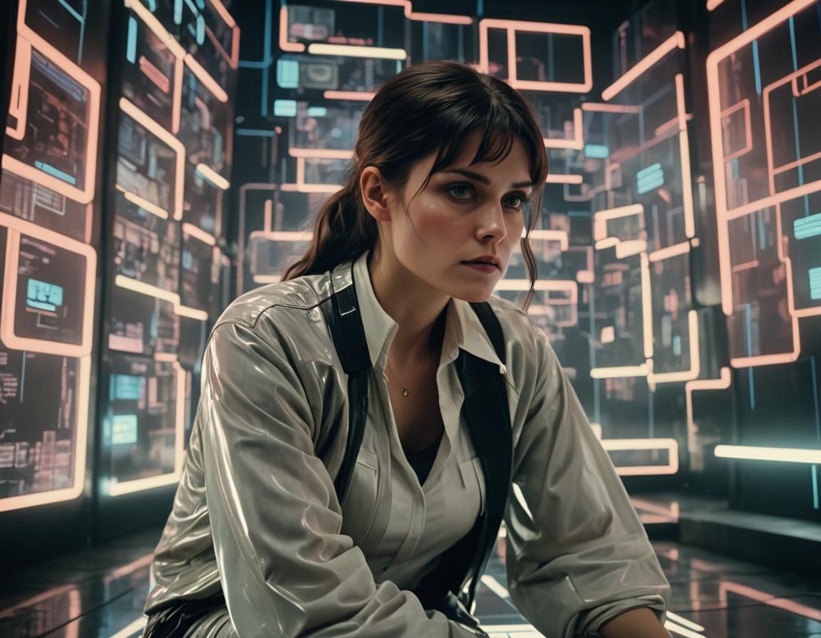 Cyberpunk Video Screen Portrait with Neon Lighting