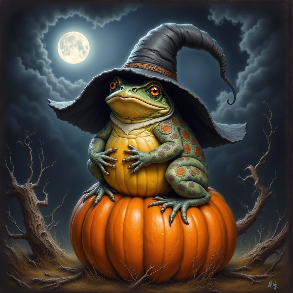 Halloween Toad in Pastel Still Life