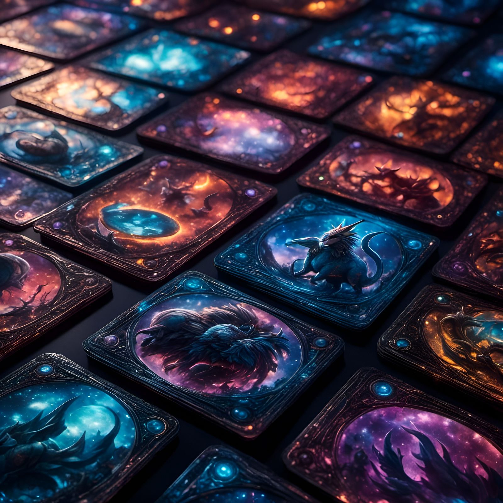 Hyperrealistic Pokémon Cards Under Cosmic Winter Night
