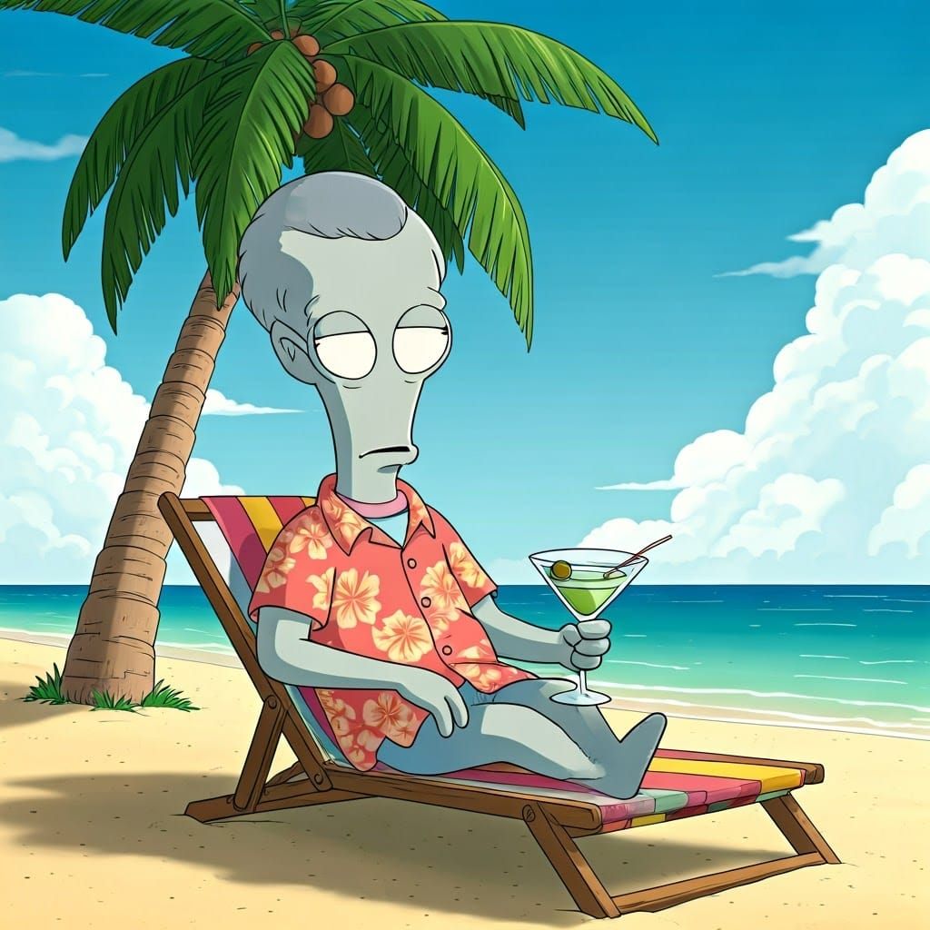 Roger the Alien in Vibrant Hawaiian Getaway