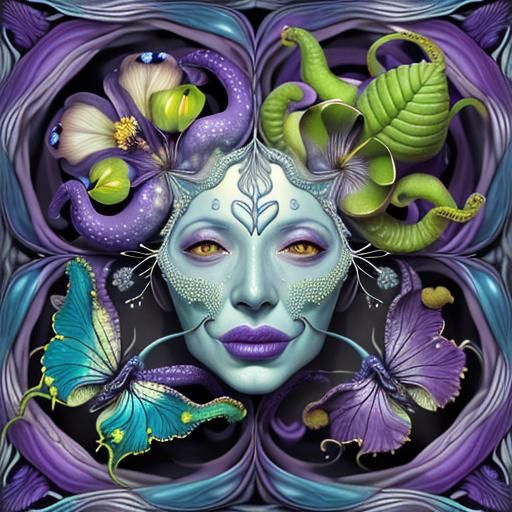 Surreal Botanical Illustration with Octopus Tentacles