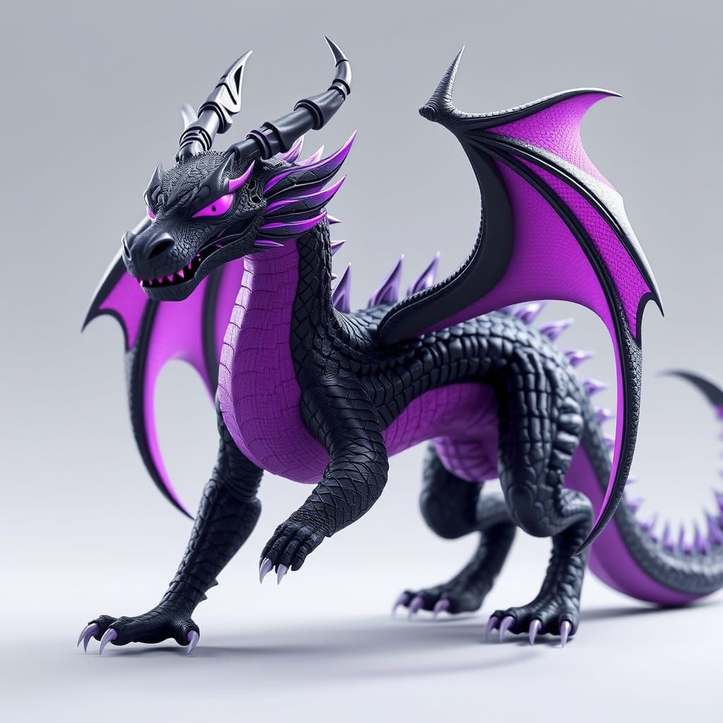 Cyberpunk Dragon Concept Art with Vibrant Accents