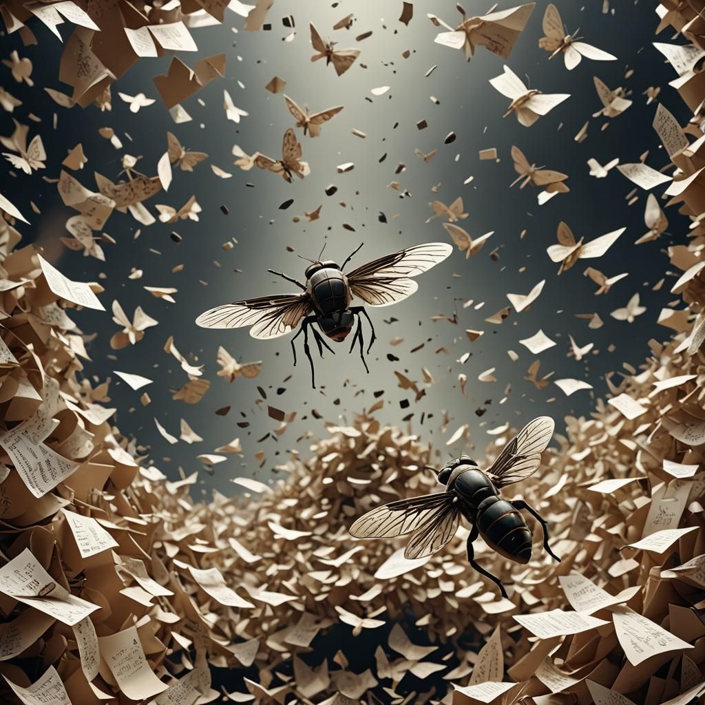 Fly Breaks Through Paper: Cinematic Digital Art