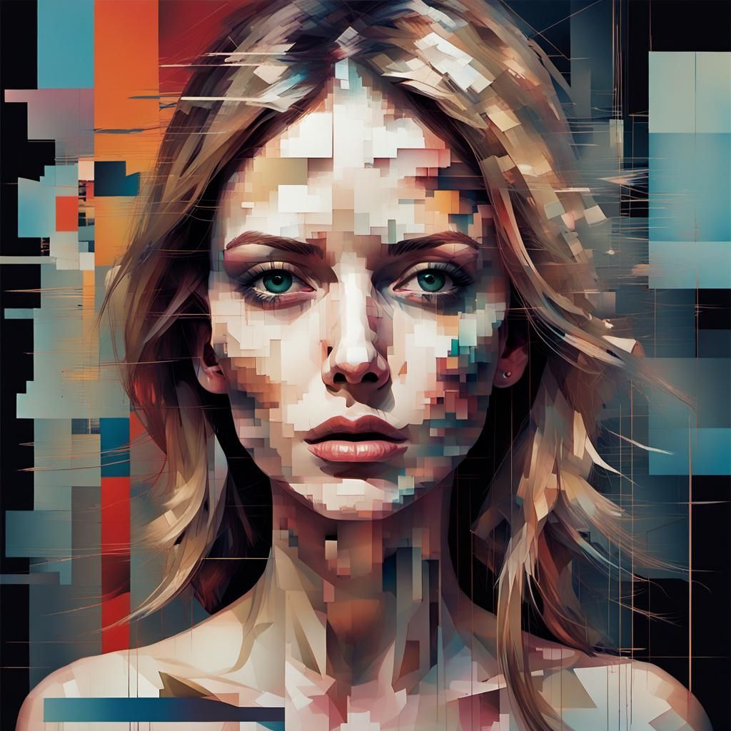 Distorted Woman: A Surreal Glitch Art Portrait