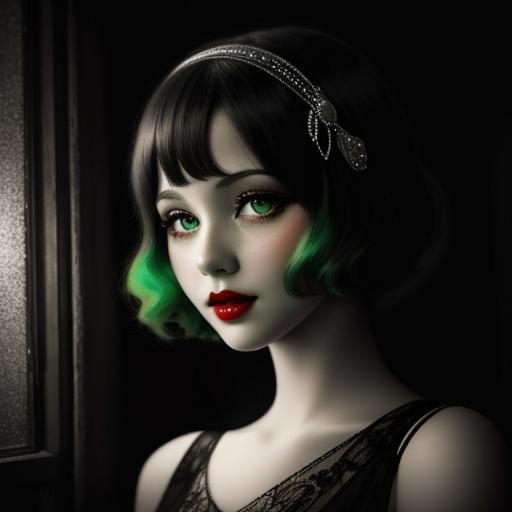 1920s Flapper in Speakeasy: Charcoal Drawing