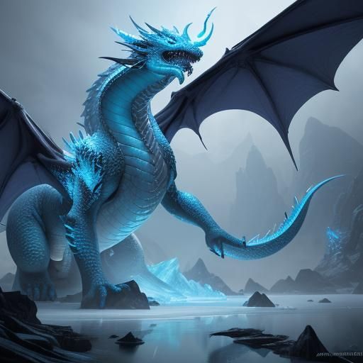 Detailed Ice Dragon Fantasy Concept Art