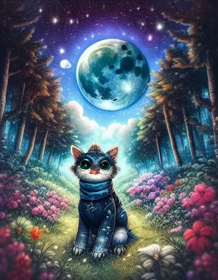 Child Basking in Moon Glow Double Exposure