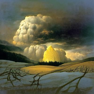 Romantic Hill Under Thunderhead, Evoking Friedrich