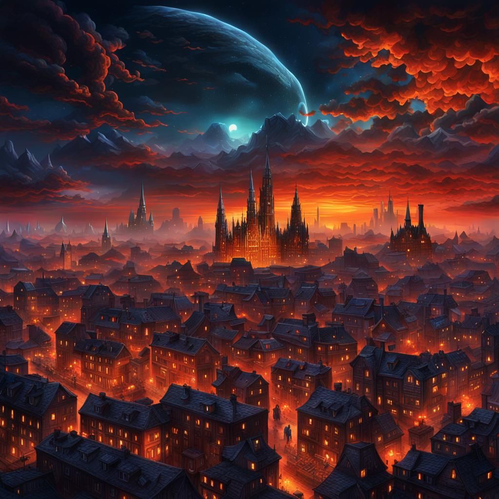 Metropolis at Night Under Starry Sky