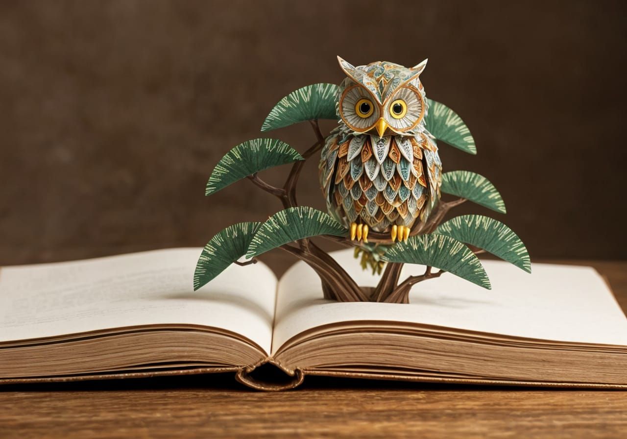 Intricate Origami Owl Pops Out of Leather Book
